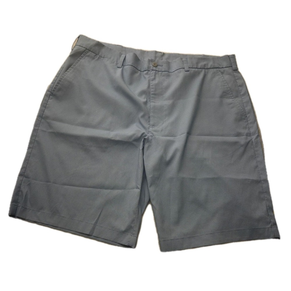 PGA Tour Men's Blue Check Golf Shorts Size 40 Flat Front Stretch 10" Inseam